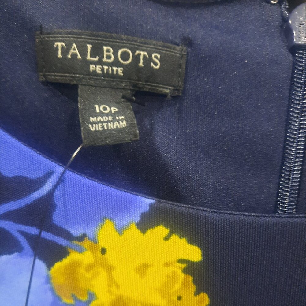 NWT Talbots Navy Multicolored Floral  3/4 Sleeve MIDI Dress Size 10P MSRP $110 - Picture 3 of 8